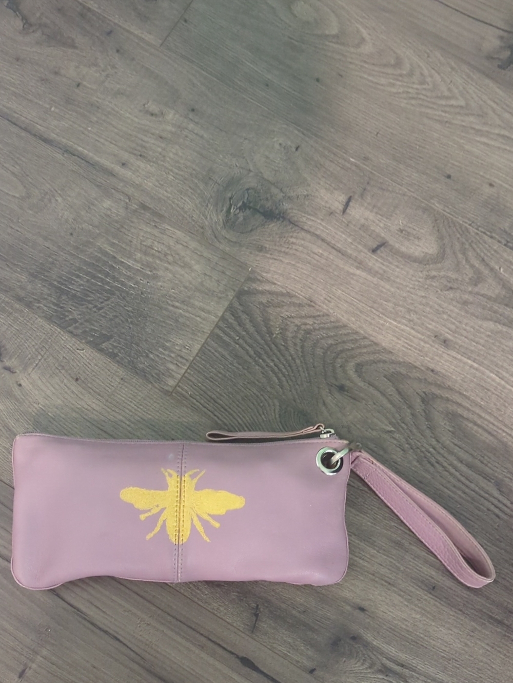 HOBO Pink Wristlet Clutch with Gold Bee Accent